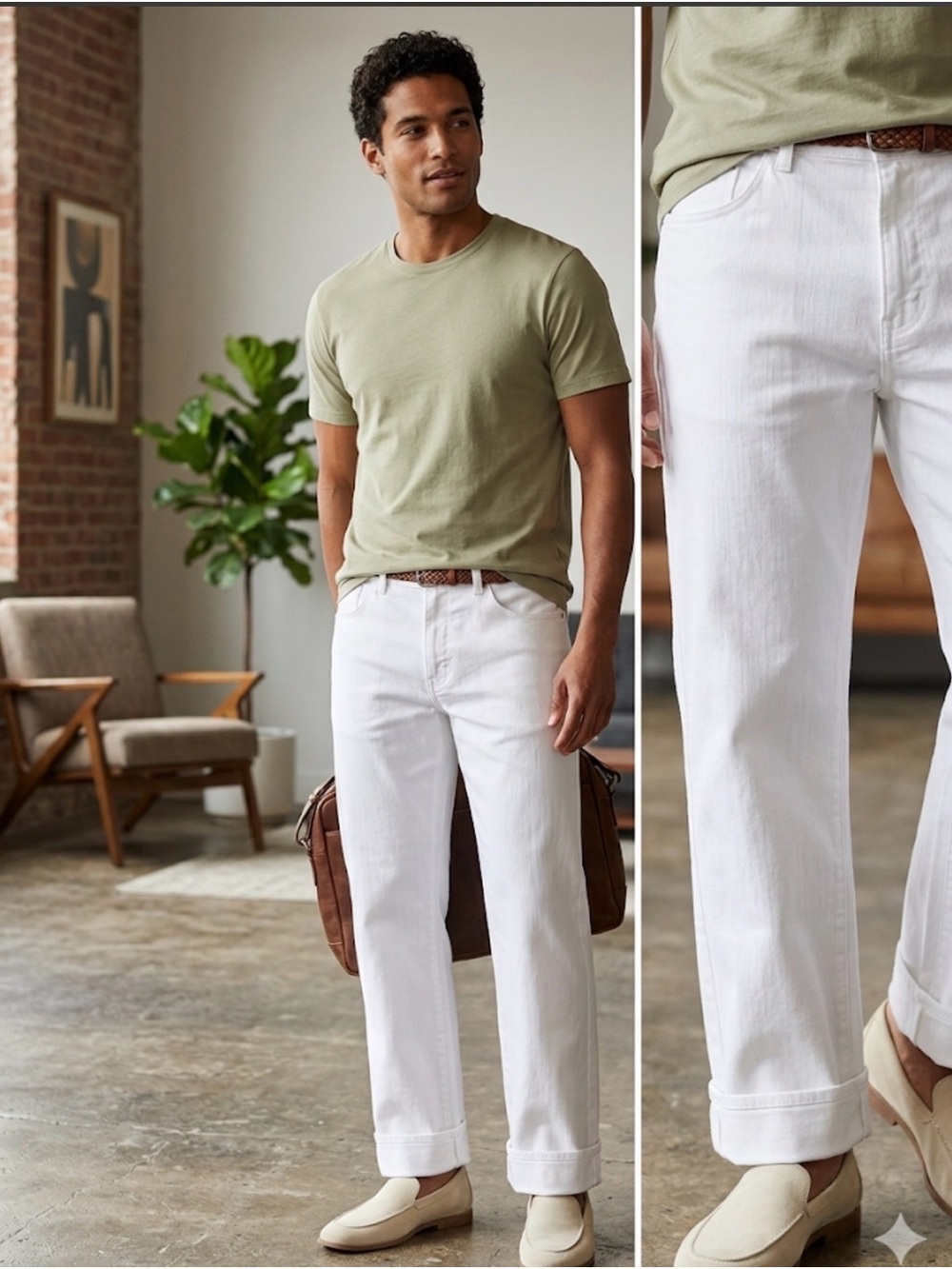100% Capri made in Capri ,White Straight-Leg Jeans - Classic Summer Style